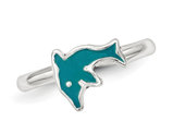 Sterling Silver Polished Enameled Dolphin Toe Ring